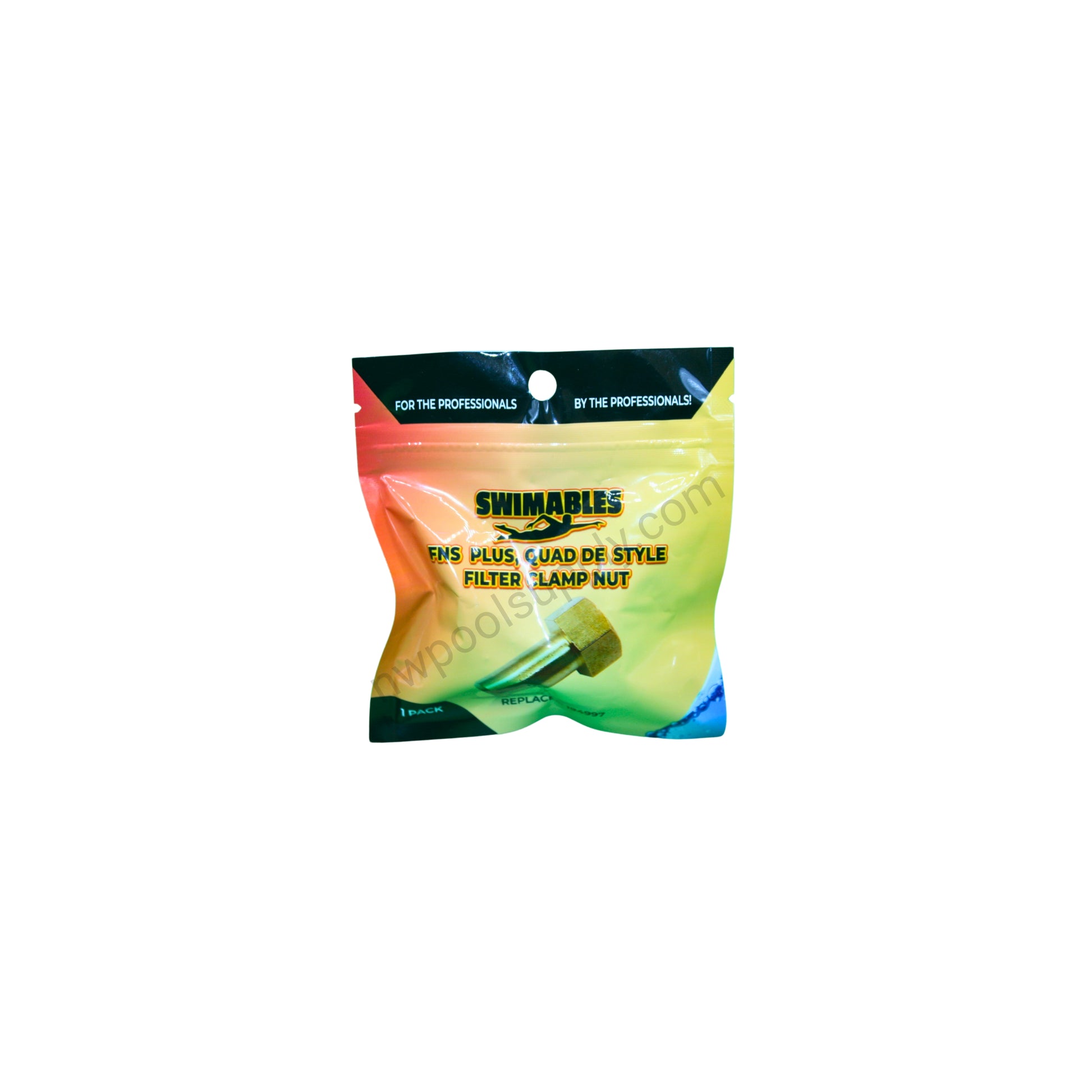 Swimables SW-26-997 Clamp Nut Replacement for FNS Plus, Quad DE , Clean and Clear Plus  and FullFloXF Filters front of bag view