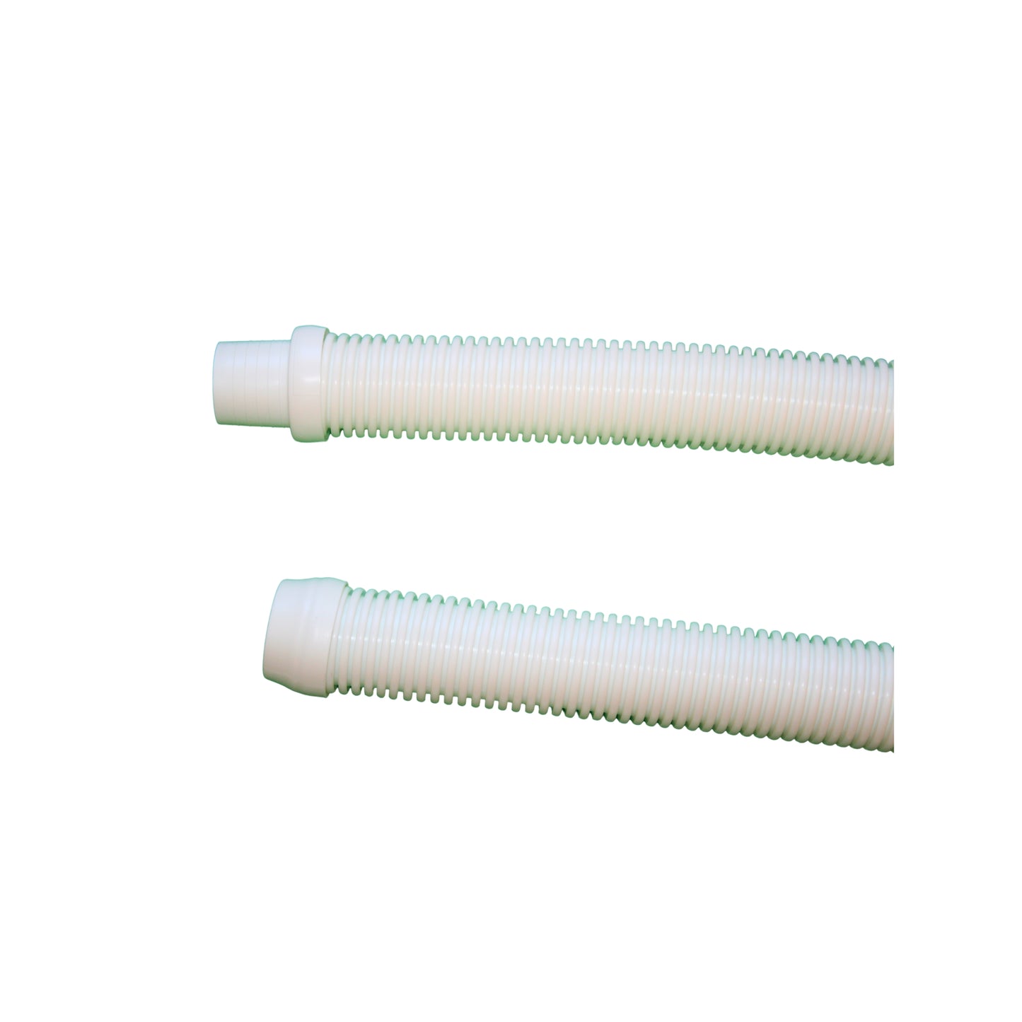 PoolStyle 48" White Universal Suction Cleaner Hose female end and male end side by side